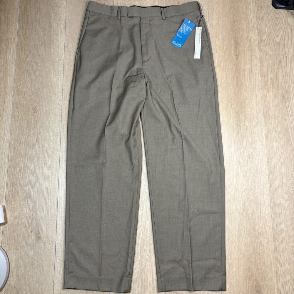 Perry Ellis Portfolio Neo-Luxe Dress Pants Mens 34x30 Taupe Brown Performance